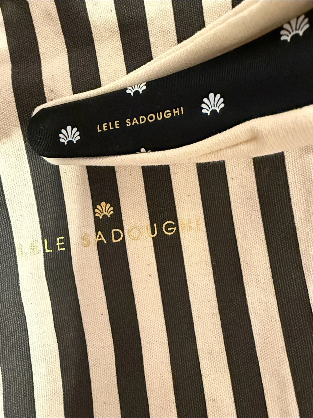 Lele Sadoughi Ivory Knotted Headband with Black Lining